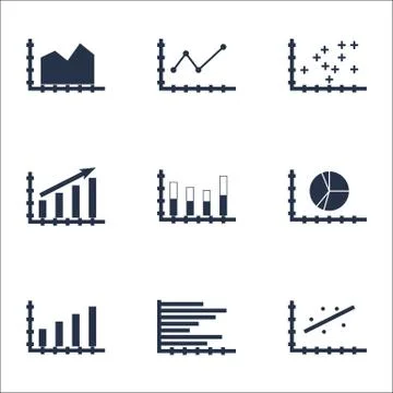 Set Of Graphs, Diagrams And Statistics Icons. Premium Quality Symbol Collecti Stock Illustration