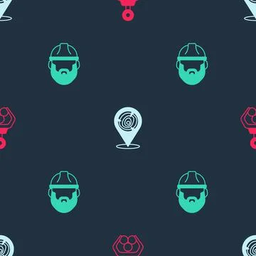 Set Grapple crane grabbed a log, Wooden logs and Lumberjack on seamless pattern Stock Illustration