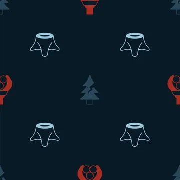 Set Grapple crane grabbed a log, Tree and stump on seamless pattern. Vector Stock Illustration