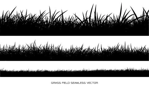 Set of grass border silhouettes on white background vector Stock Illustration