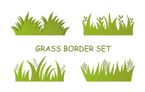 Set of grass borders vector concept Stock Illustration
