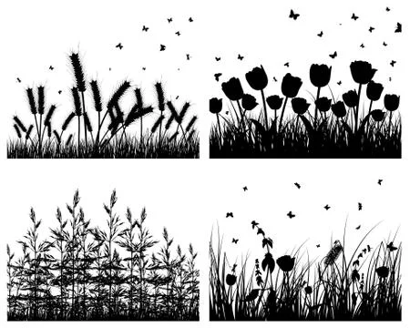 Set of grass silhouettes Illustrazione stock