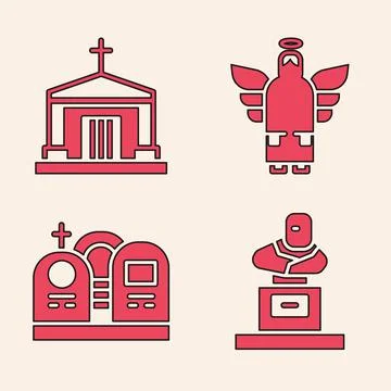 Set Grave with tombstone, Old crypt, Christmas angel and Grave with tombstone Ilustración de archivo