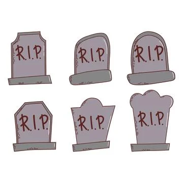 Set of gravestones. Halloween elements. Trick or treat concept. Vector Stock Illustration