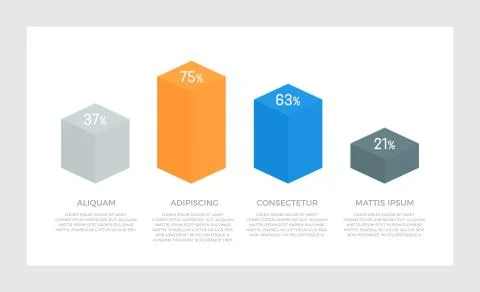 Set of gray and blue, orange elements for infographic presentation slides with Stock Illustration