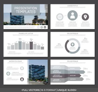 Set of gray and brown elements for multipurpose presentation template slides 스톡 일러스트