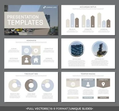Set of gray and brown elements for multipurpose presentation template slides イラスト素材