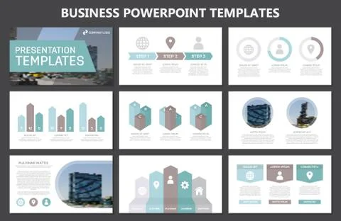 Set of gray and turquoise elements for multipurpose presentation template slides 스톡 일러스트