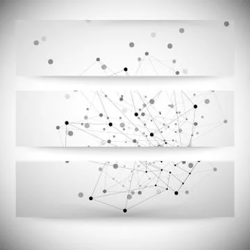 Set of gray backgrounds for communication, molecule structure vector Stock Illustration