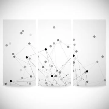Set of gray backgrounds for communication, molecule structure vector Stock Illustration