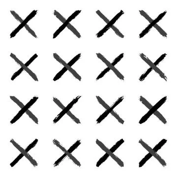 Set gray cross brushstroke paint Иллюстрация