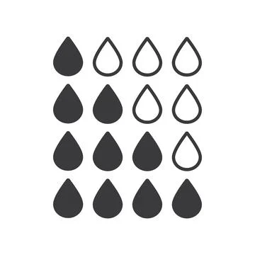 Set of gray drops, vector, icon. Stock Illustration
