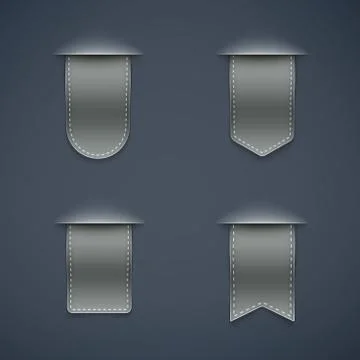 Set of gray ribbons different shapes Illustrazione stock