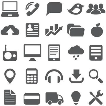Set gray simple icons for web design. Set gray simple vector icons for web... Stock Photos