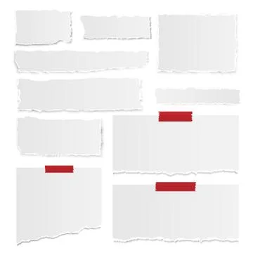 Set of  gray torn note papers with adhesive Stockillustratie