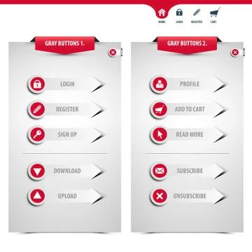 Set of gray web buttons Stock Illustration