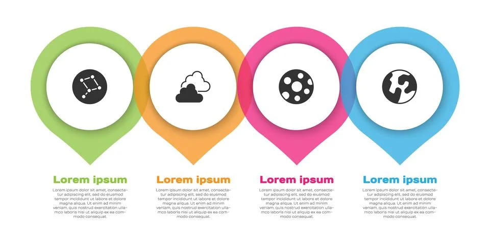 Set Great Bear constellation, Cloudy weather, Full moon and Earth globe. Bu.. Ilustração Stock