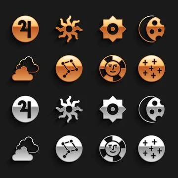 Set Great Bear constellation Eclipse of the sun Full moon Sun Cloudy weather  Ilustração Stock