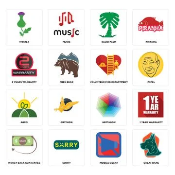 Set of great dane, mobile silent, money back guarantee, heptagon, agro, volun Free Stock Illustration