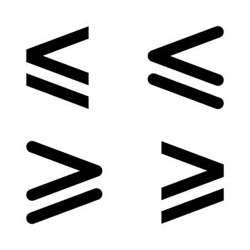 Set of Greater than or less than mathematics symbol, education maths icon, we Stock Illustration