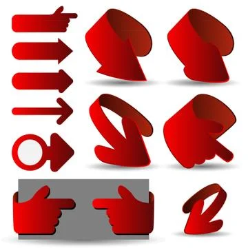 Set of Green 3D Paper Cut Arrow Illustrations Clip-Art Stock Illustration