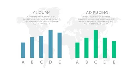Set of green and blue elements for infographic with world map presentation 库存插图