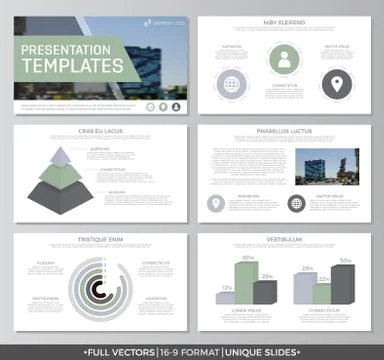 Set of green and gray elements for multipurpose presentation template slides 스톡 일러스트