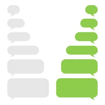 Set of green and gray message bubbles design template for messenger chat. Vec Illustrazione stock