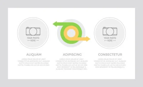 Set of green and orange elements for infographic presentation slides with charts Illustrazione stock