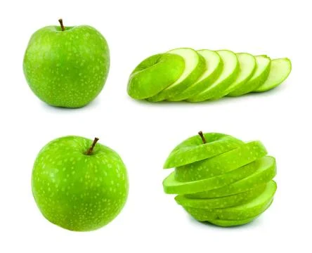Set of green apples Stock Photos