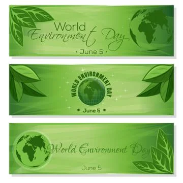 Set green banners for World Environment Day Stock Illustration