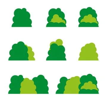 Set green bush icon. Stock Illustration