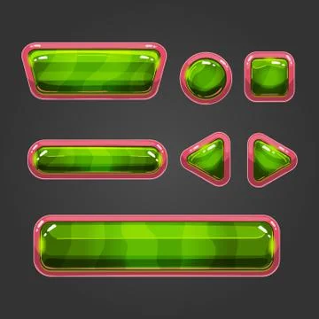 Set green  button in cartoon style Stockillustratie