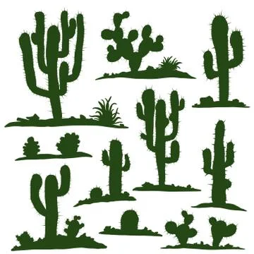 Set of green cacti Stock Illustration
