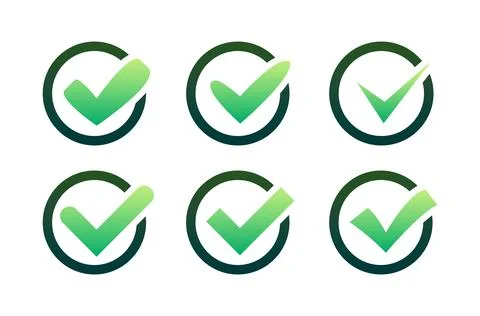 Set Green Check Mark icon. Yes sign, Approved icon. Success Accept, agree on 스톡 일러스트