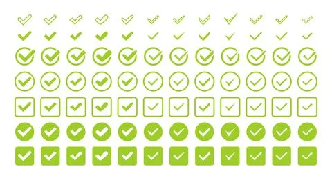 Set Green Check Mark icon. Yes sign, Approved icon. Success Accept, agree on Stock Illustration