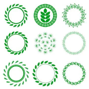 Set of Green Circle Floral Frames Set of Green Circle Floral Frames Isolat... Stock Photos