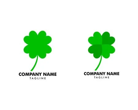 Set of Green Clover Leaf Logo Design Vector Stock Illustration