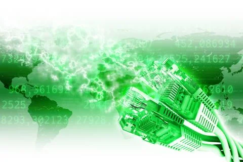 Set of green computer cables Stock Illustration