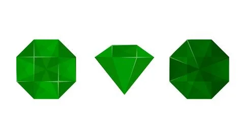 Set of green diamond icon. Flat illustration of diamond. Template design Stock Illustration