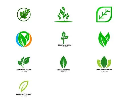 Set of Green Eco Leaf Vector Logo Icon Design Template illustration Stock Illustration