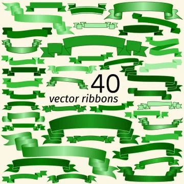 Set of Green Empty Ribbons And Banners Stock Illustration