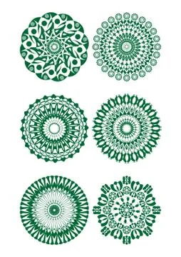 A set of green fine circle patterns Stock Illustration