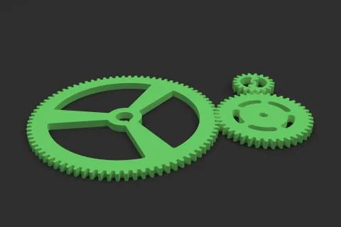 Set of green gears and cogs on black background Stock Illustration