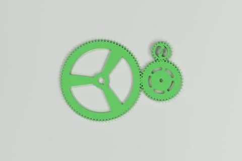 Set of green gears and cogs on white background Stock Illustration