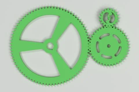 Set of green gears and cogs on white background Stock Illustration