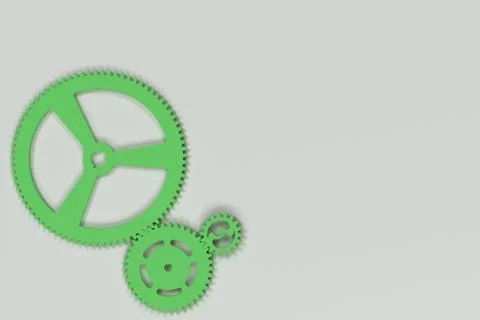 Set of green gears and cogs on white background Stock Illustration