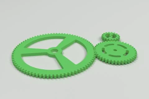 Set of green gears and cogs on white background Stock Illustration