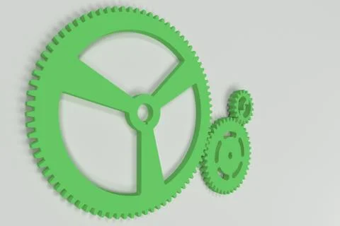 Set of green gears and cogs on white background Stock Illustration