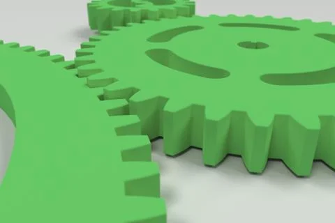 Set of green gears and cogs on white background Stock Illustration